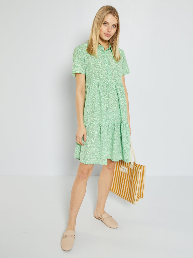 Robe courte fluide 'JDY' Vert - Kiabi