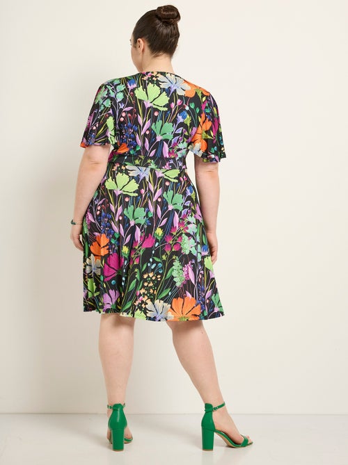 Robe courte fluide manches papillon, fleuri - Afibel - Kiabi