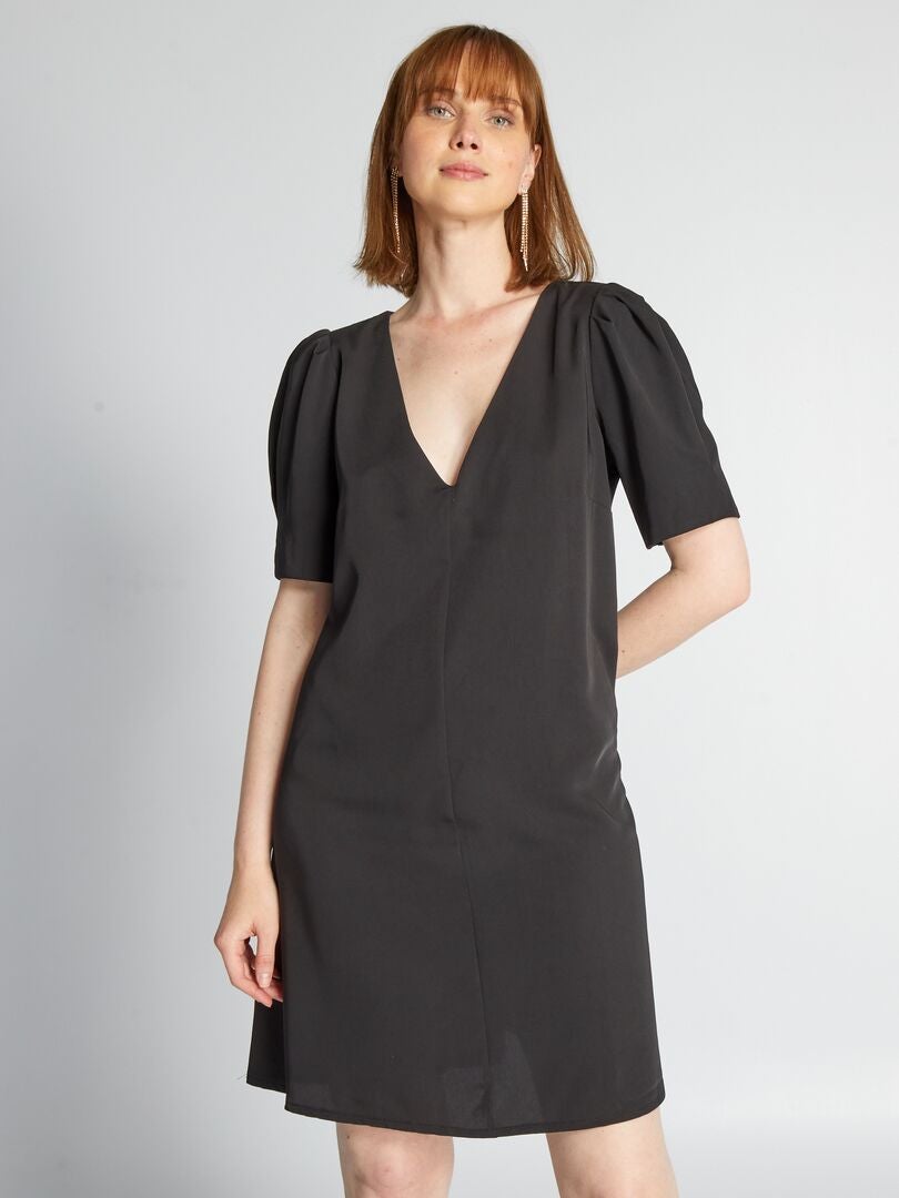 Robe courte fluide noir - Kiabi
