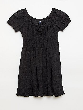 Robe courte forme ballon à manches courtes