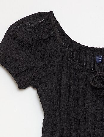 Robe courte forme ballon à manches courtes