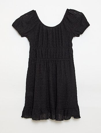 Robe courte forme ballon à manches courtes