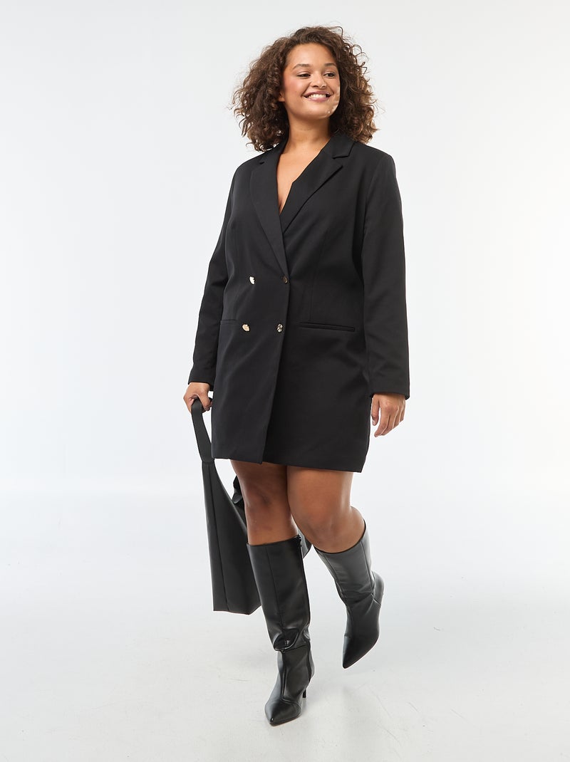 Robe courte forme blazer avec boutons dorés Noir Grandes