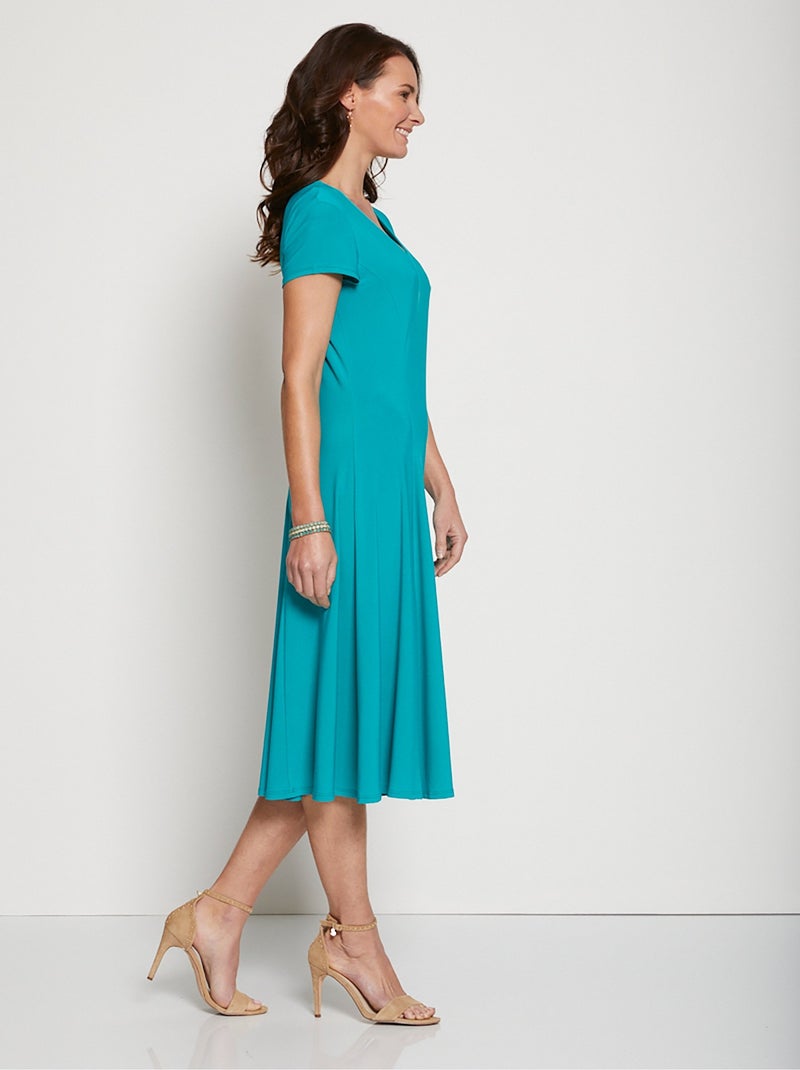 Robe courte galbée évasée Vert - Kiabi