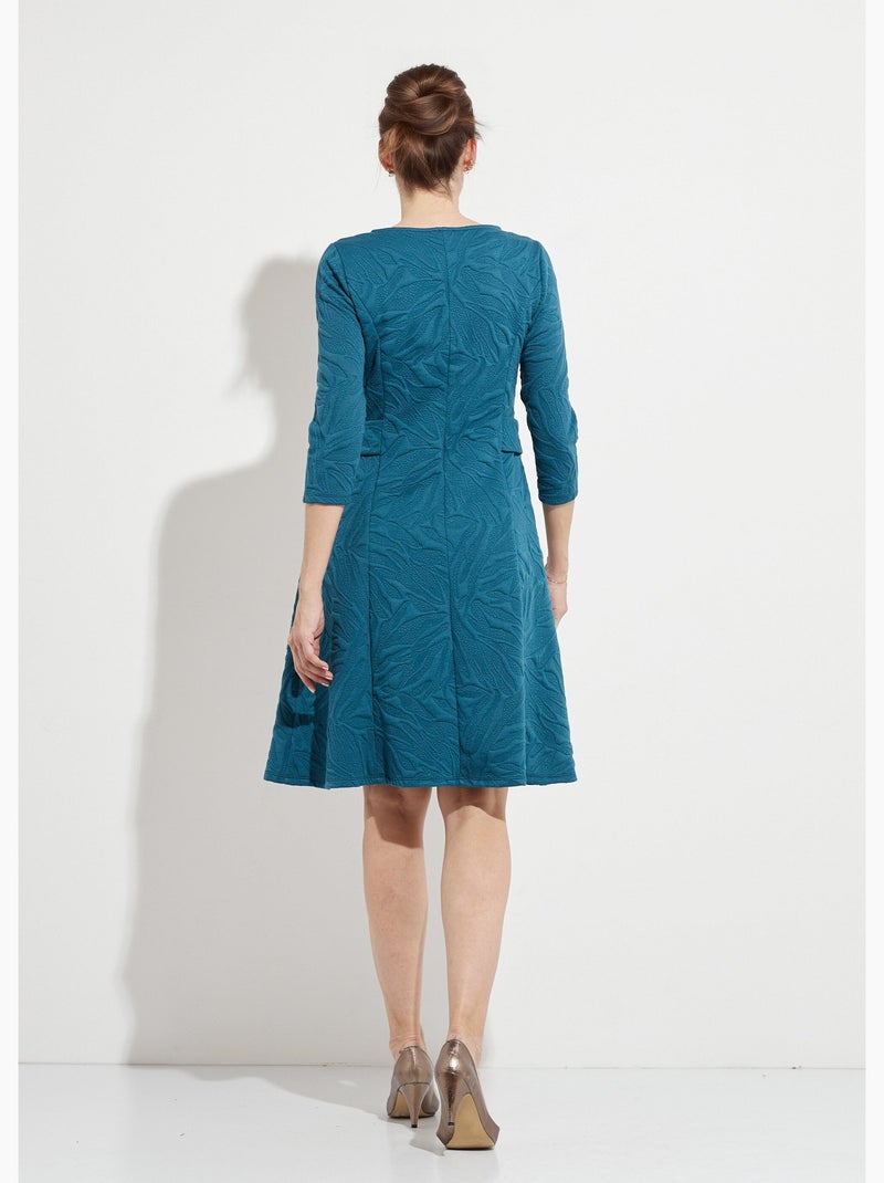 Robe courte galbée jacquard reliefé - Afibel Bleu canard - Kiabi