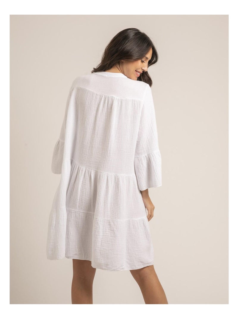 Robe courte gaze de coton IELLA Blanc - Kiabi