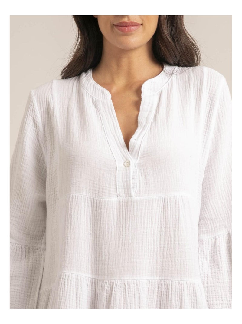 Robe courte gaze de coton IELLA Blanc - Kiabi