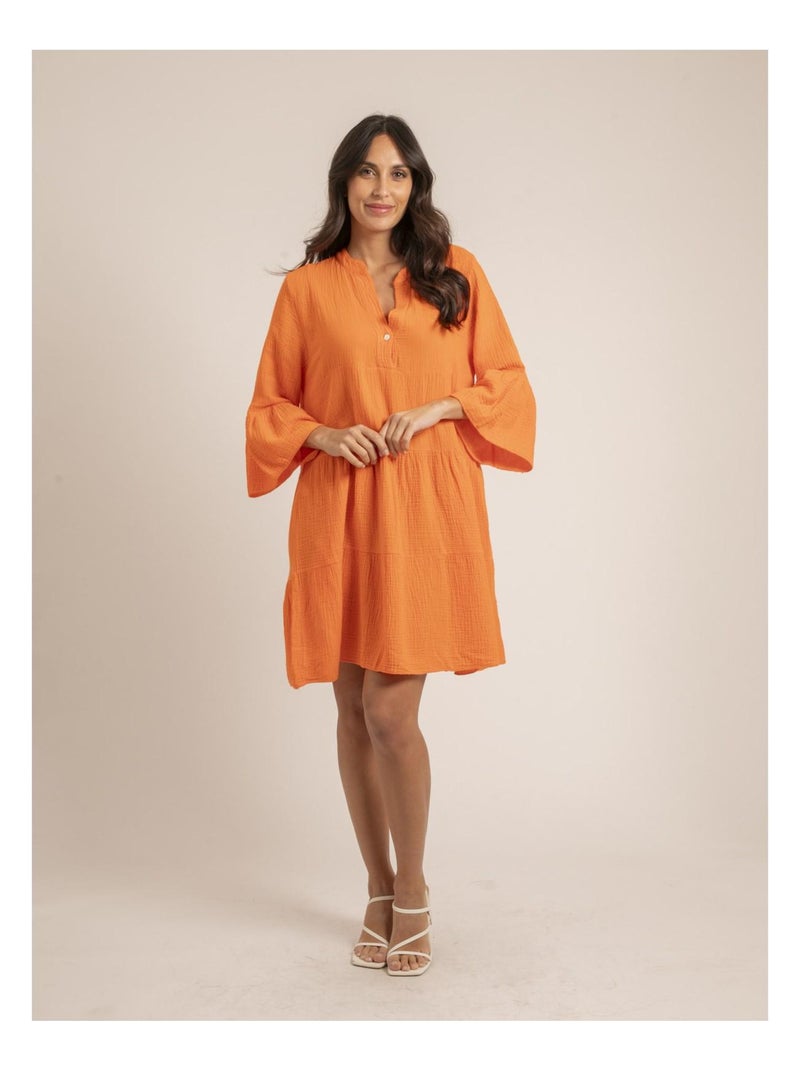 Robe courte gaze de coton IELLA Orange - Kiabi