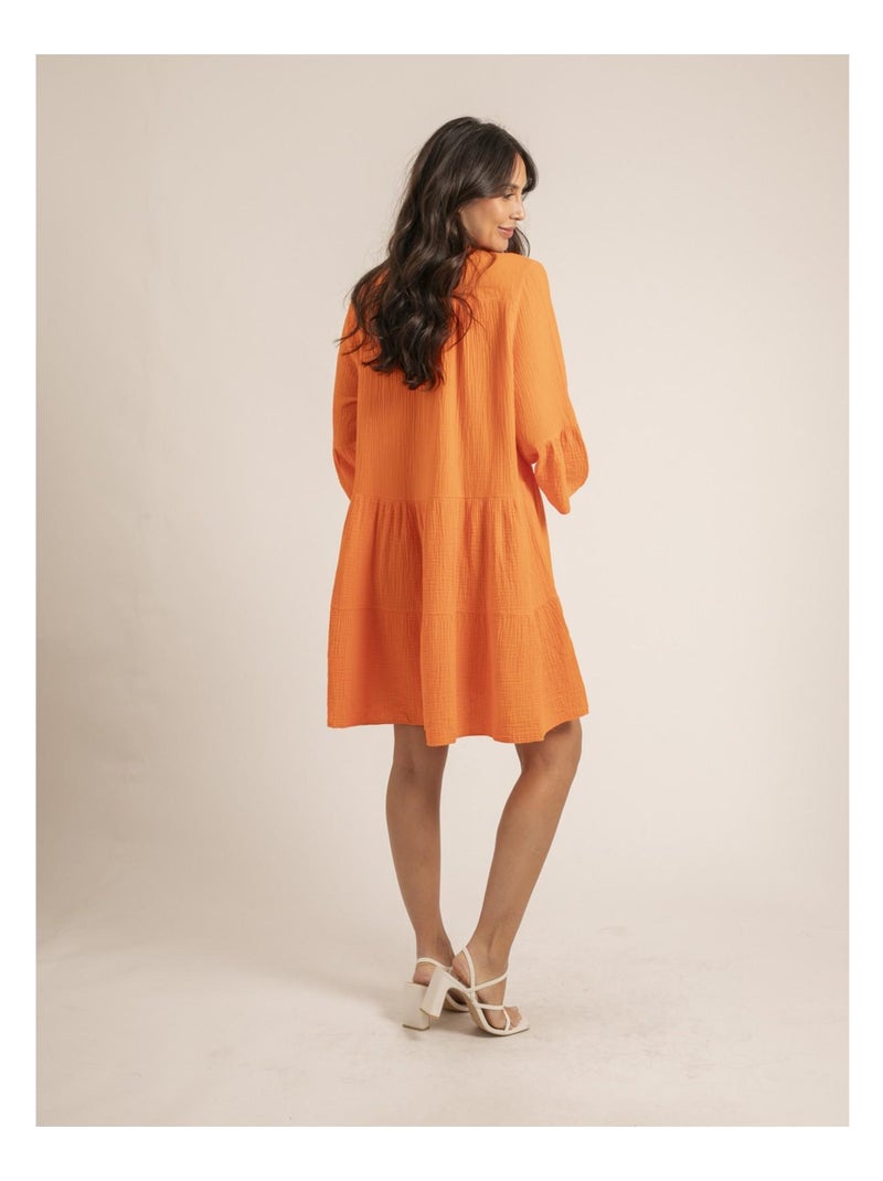 Robe courte gaze de coton IELLA Orange - Kiabi