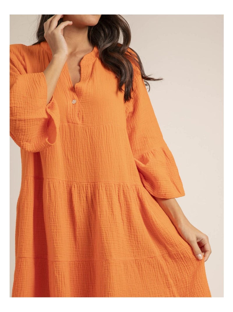 Robe courte gaze de coton IELLA Orange - Kiabi