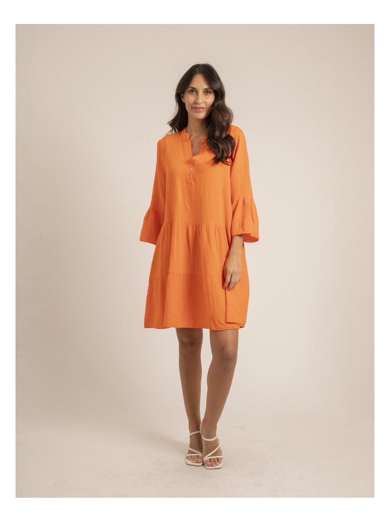 Robe courte gaze de coton IELLA Orange - Kiabi