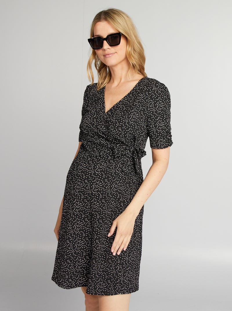 Robe courte grossesse Noir à pois - Kiabi