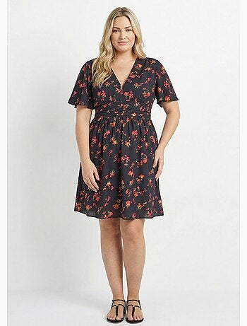 Robe courte, imprimé bouquets de fleurs - afibel
