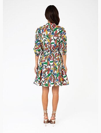 Robe courte imprimé coloré avec ceinture - AFIBEL