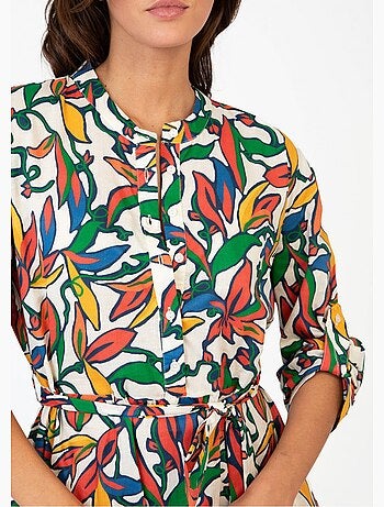 Robe courte imprimé coloré avec ceinture - AFIBEL