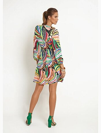 Robe courte imprimé feuillage graphique - afibel