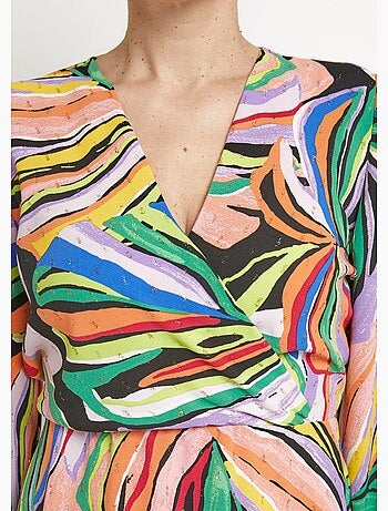 Robe courte imprimé feuillage graphique - afibel