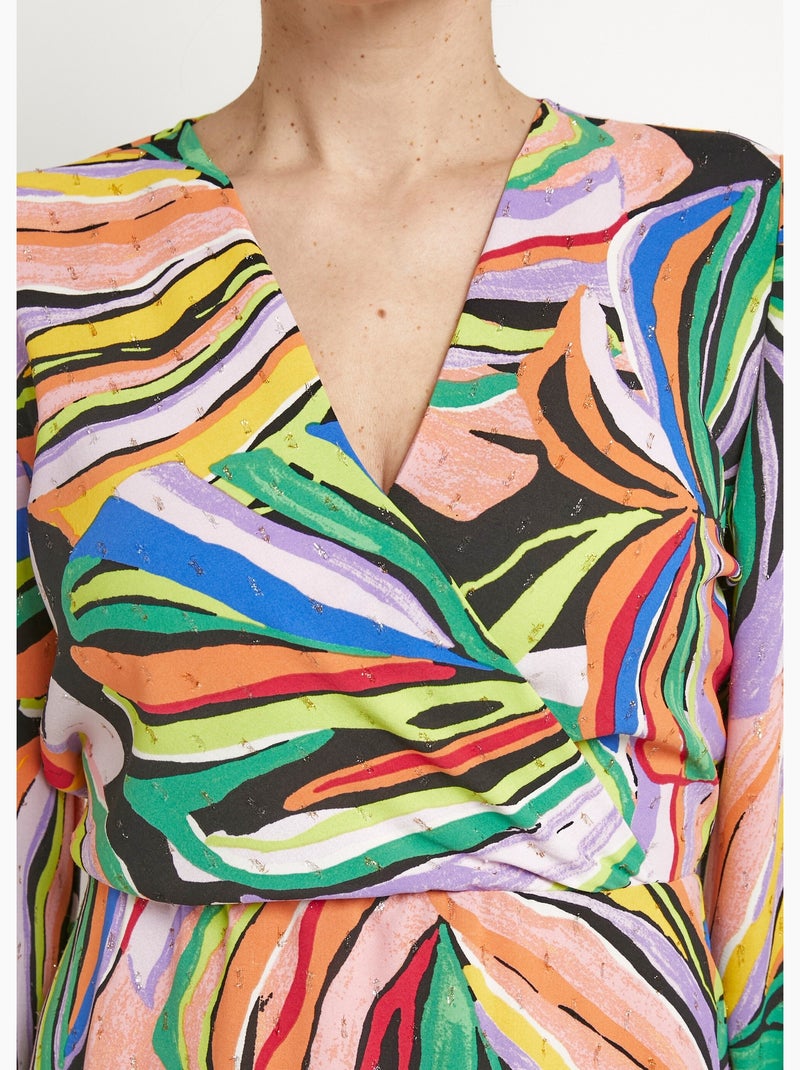 Robe courte imprimé feuillage graphique - afibel Multicolore - Kiabi