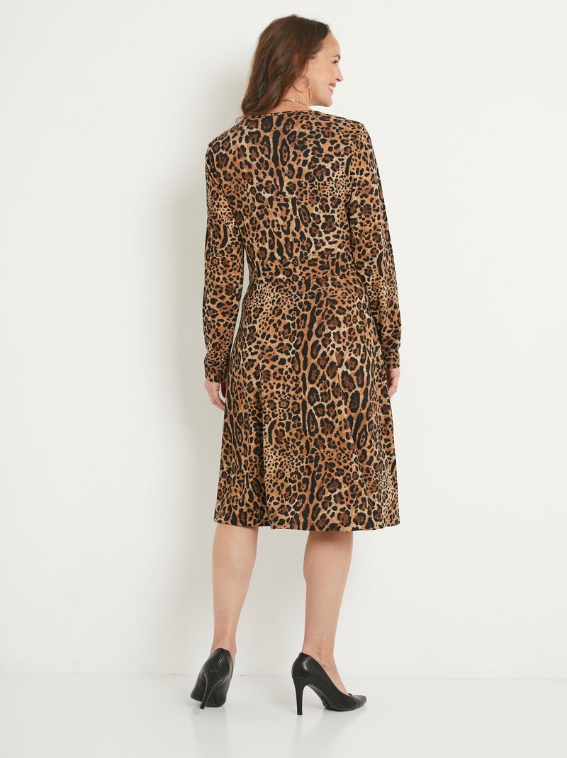 Robe courte imprimé léopard cache-coeur - Afibel Noir Marron - Kiabi