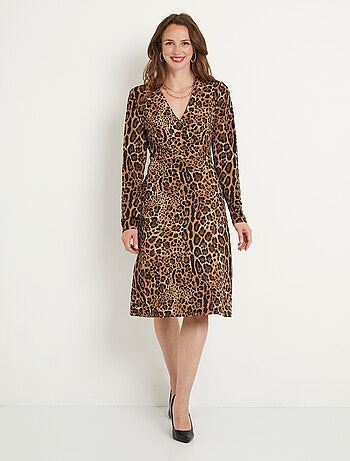 Robe courte imprimé léopard cache-coeur