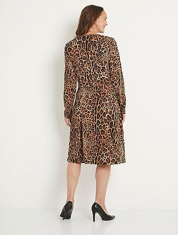 Robe courte imprimé léopard cache-coeur