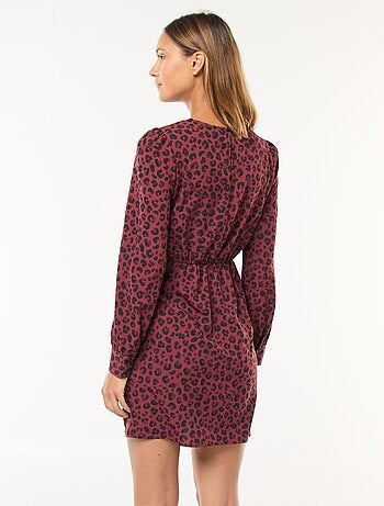 Robe courte imprimé léopard effet drapé