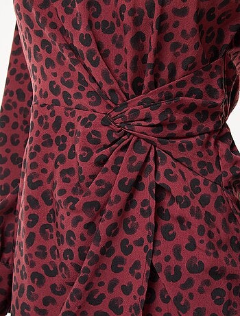 Robe courte imprimé léopard effet drapé