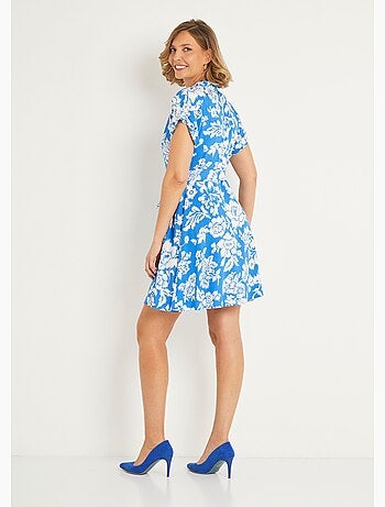 Robe courte imprimée col tailleur - AFIBEL