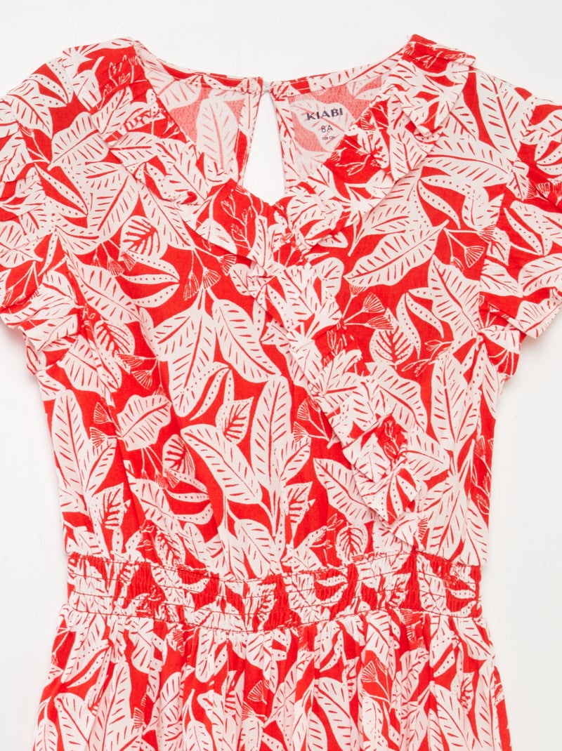 Robe courte imprimée et volantée Rouge - Kiabi