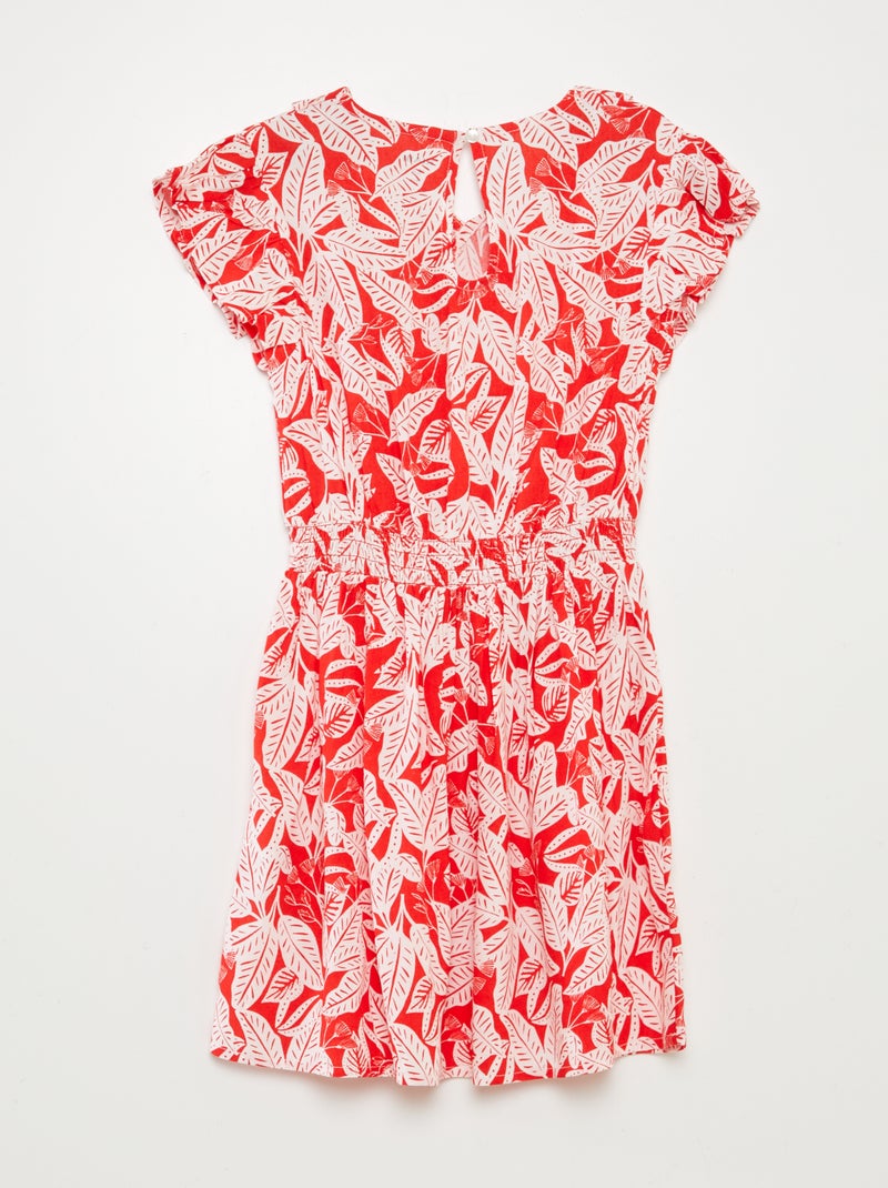 Robe courte imprimée et volantée Rouge - Kiabi