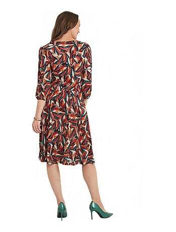 Robe courte imprimée évasée col rond