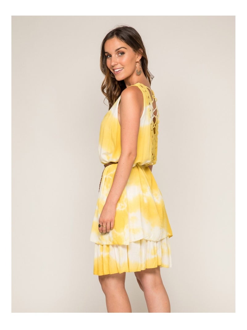 Robe courte imprimée IGNES Jaune - Kiabi