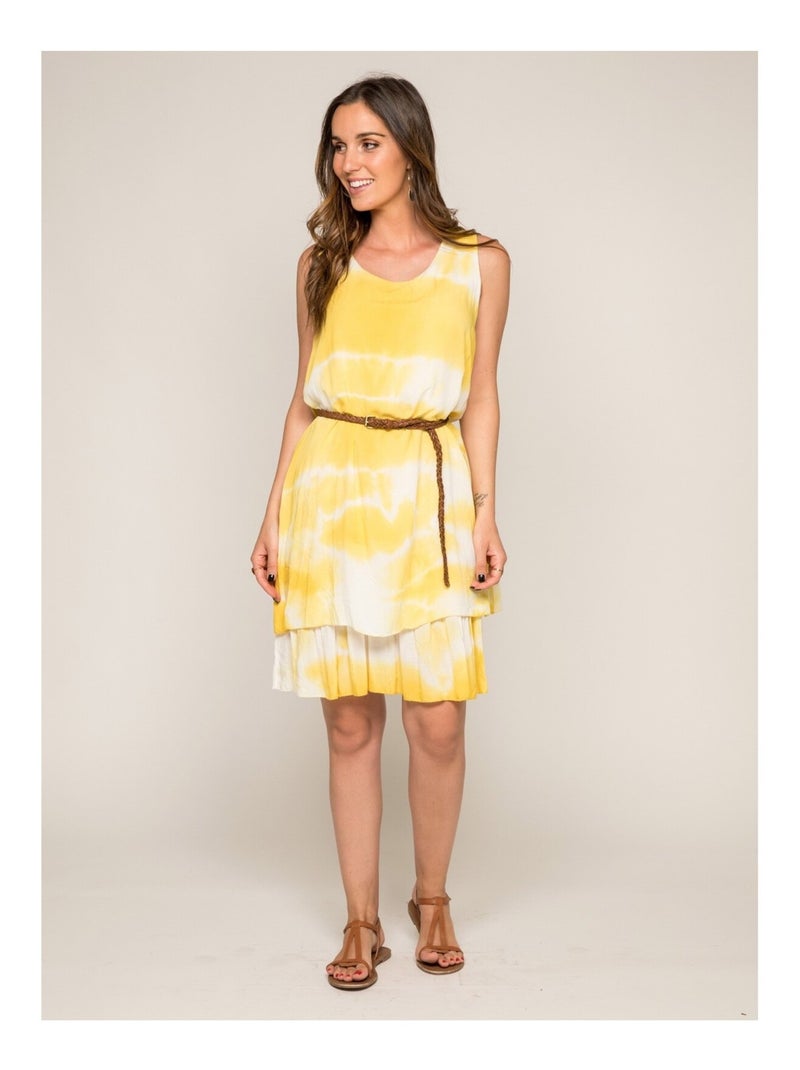 Robe courte imprimée IGNES Jaune - Kiabi