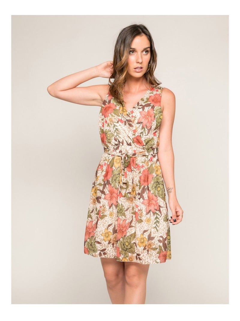Robe courte imprimée ILOT Kaki - Kiabi