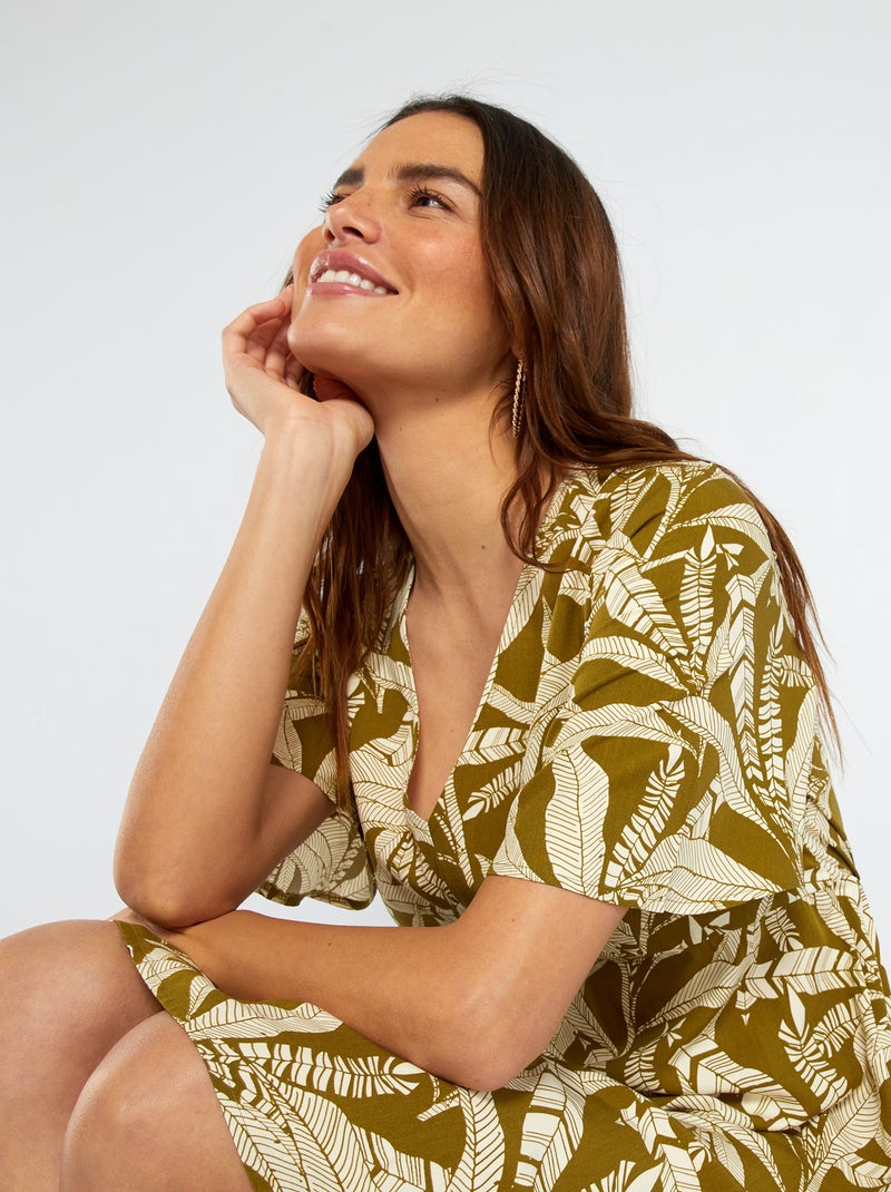 Robe Imprimée Kaki Quite Femme