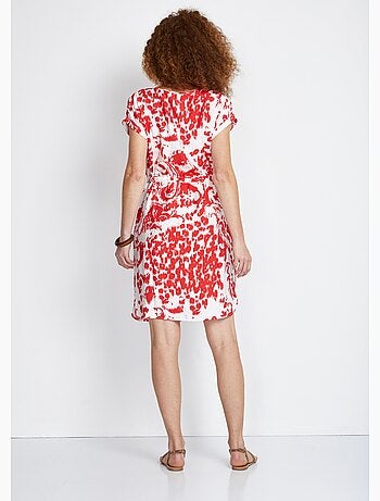 Robe courte imprimée manches kimono - Afibel