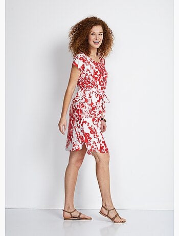 Robe courte imprimée manches kimono - Afibel