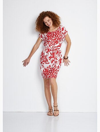Robe courte imprimée manches kimono - Afibel