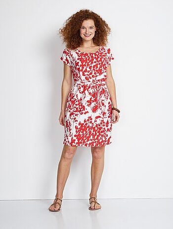 Robe courte imprimée manches kimono