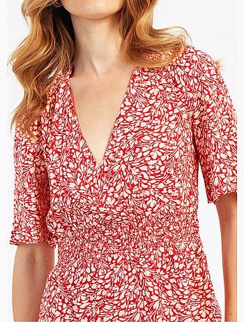 Robe courte imprimée taille élastiquée - AFIBEL