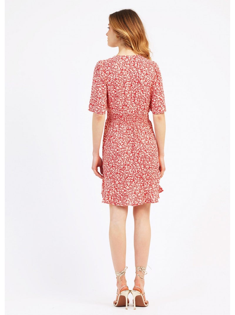 Robe courte imprimée taille élastiquée - AFIBEL Rouge - Kiabi