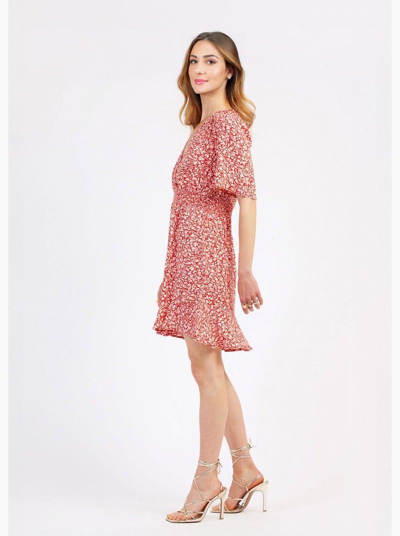Robe courte imprimée taille élastiquée - AFIBEL Rouge - Kiabi