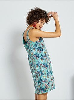Robe courte imprimée tropique - Kiabi