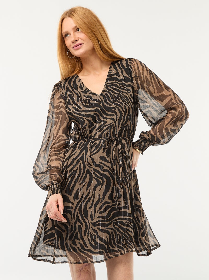 Robe courte 'JDY' en voile avec fils brillants Noir - Kiabi