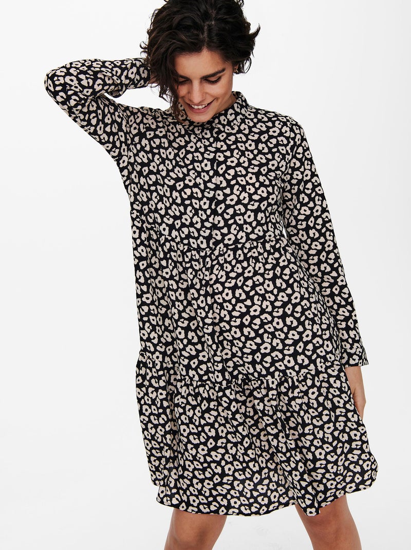Robe courte 'JDY' imprimée Noir - Kiabi
