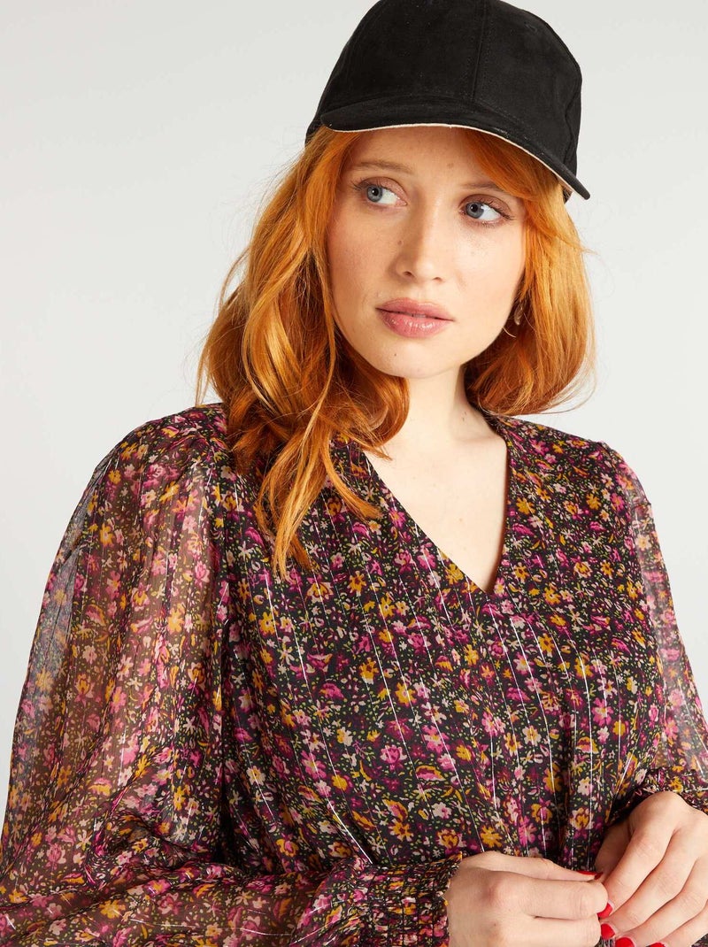Robe Noire Fleurie Very - Taille 10 - Style A-Line Mini - Occasion Très Bon État