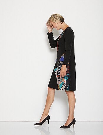 Robe courte maille fantaisie col rond - Afibel