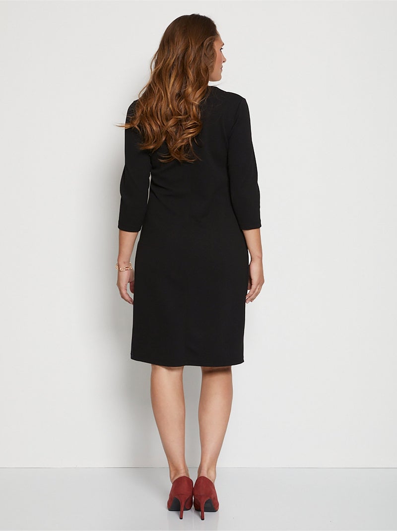 Robe courte maille gaufrée Noir - Kiabi