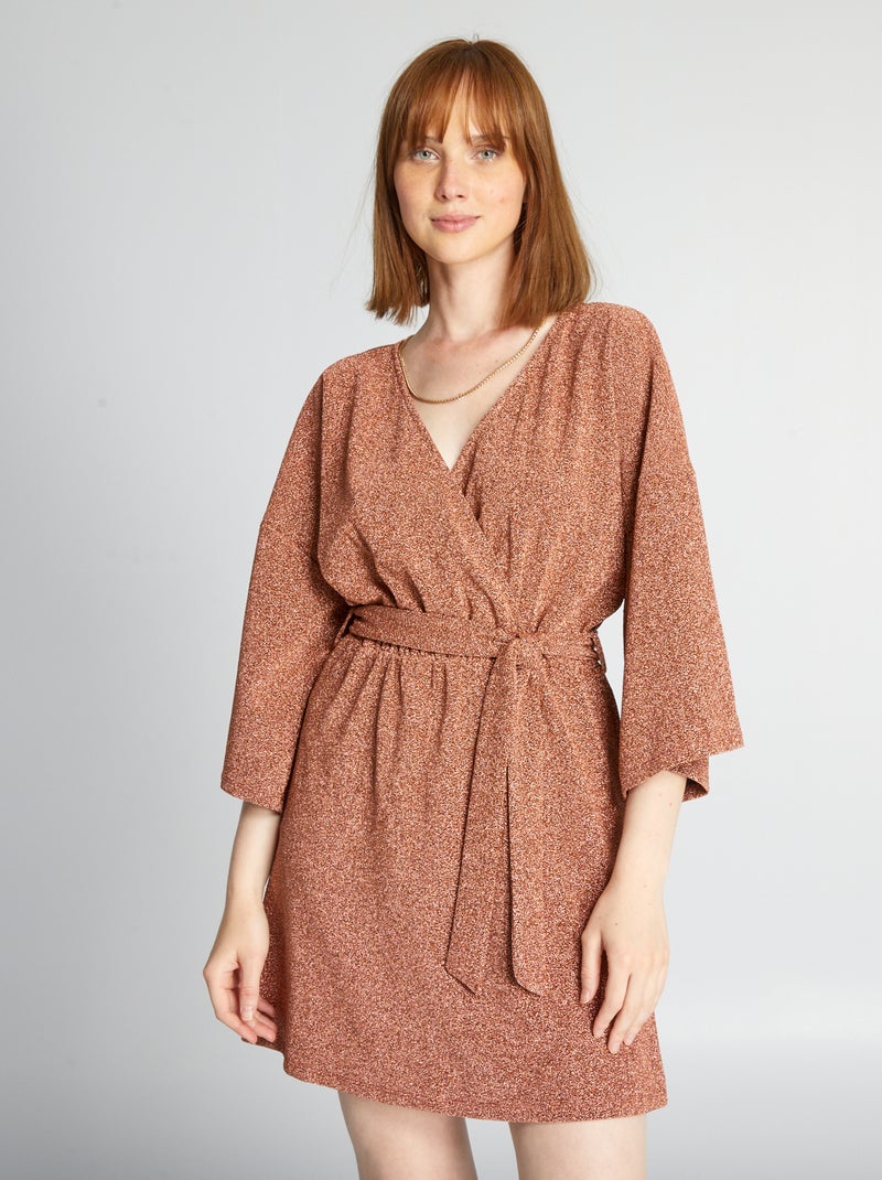 Robe courte maille irisée Cuivre - Kiabi