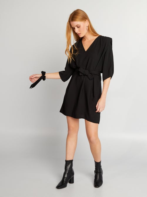 Robe courte manches 3/4 et volants + chouchou - Zéro déchet - Kiabi